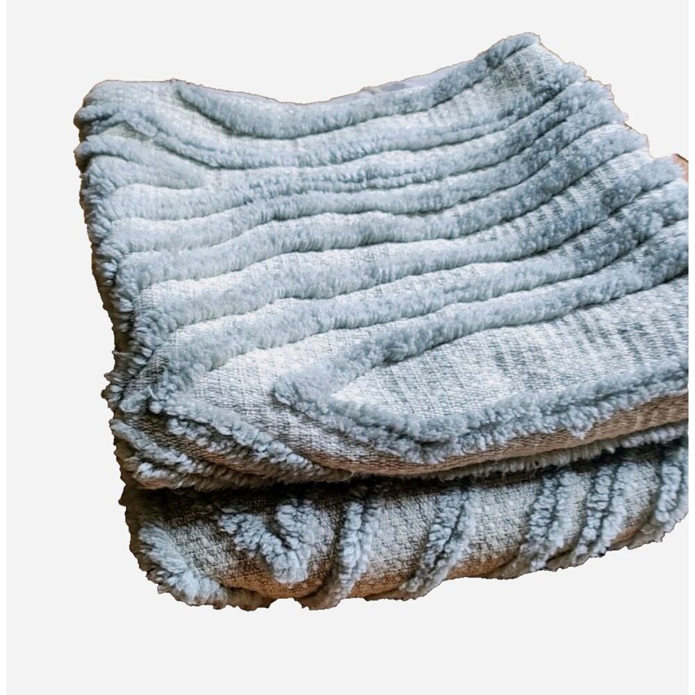 (2) Pier 1 Imports Throw Pillows Covers Shams Gray Cotton Geometric Textured - Picture 6 of 10